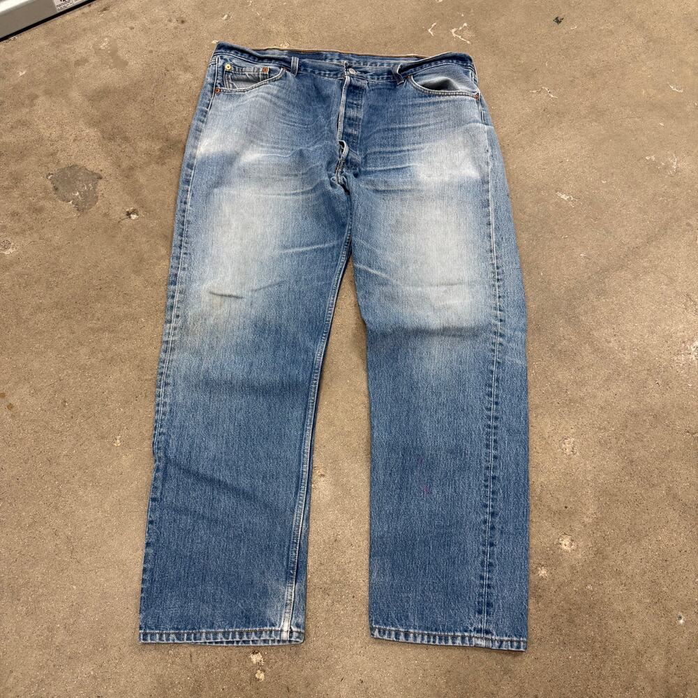 Vintage Levis 501 Button Fly Straight Leg Jeans 41x31(Tag 44x36) Blue